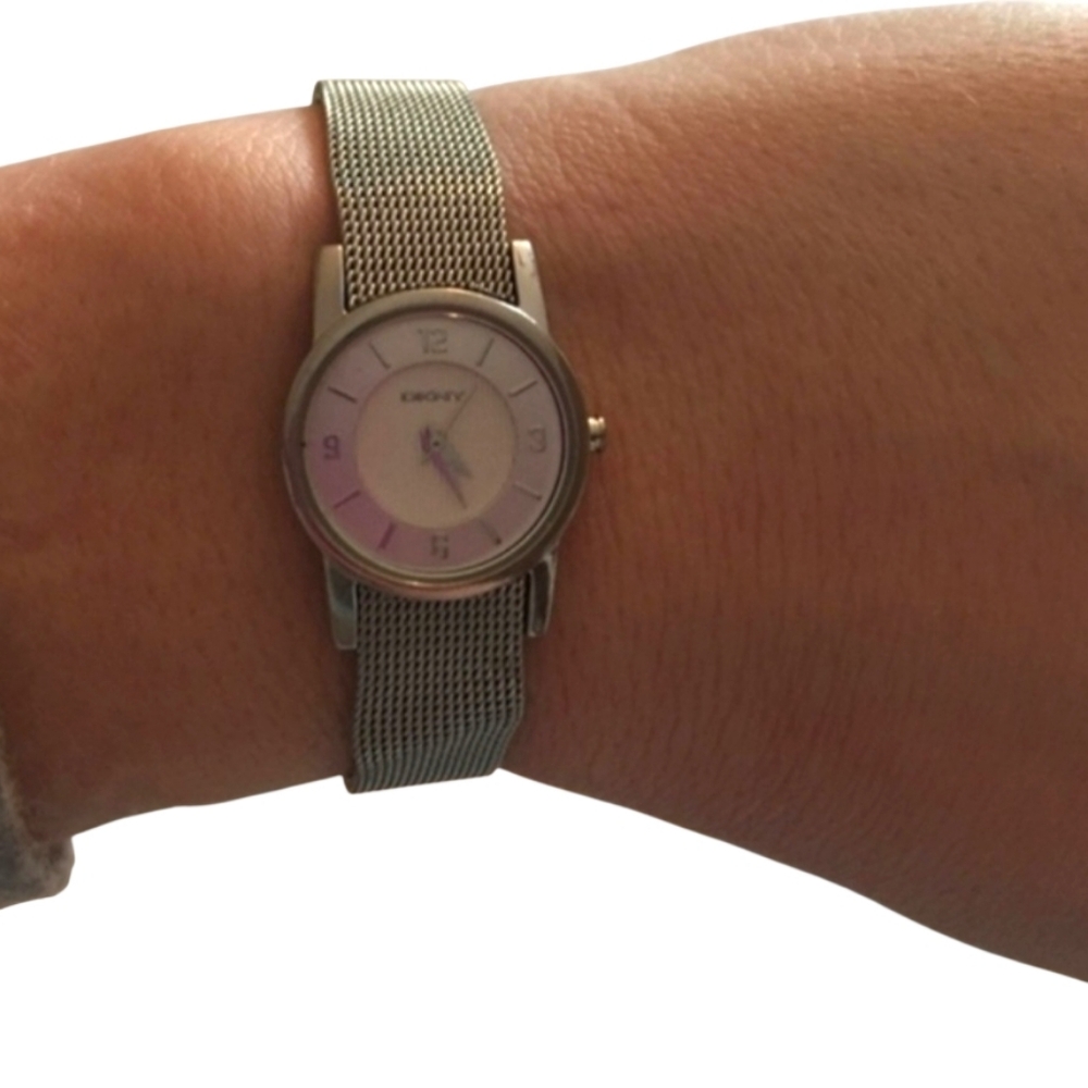 DKNY Mesh Silver tone Adjustable watch